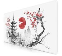 TITANWOLF Alfombrilla Gaming XXL para ratón 900x400, Mouse Pad, Precisión y Velocidad, Parte Inferior de Goma para una sujeción Estable, Antideslizante, Resistente al Agua, Japan Ink Painting Red