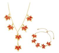 Titayen Juego de collar con colgante de hoja de arce para mujer, joyería naranja de Acción de Gracias, aretes colgantes de gota para otoño, 1, Acrílico, No es una piedra preciosa