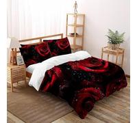 TiTCiveR Rosas oscuras Juego De Funda Nórdica Impresión 3D Flowers Adolescentes 3 Piezas Microfibra 2 Fundas De Almohada Cremallera Oculta Super King(260x220cm)