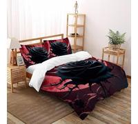 TiTCiveR Rosas oscuras Juego De Funda Nórdica Impresión 3D Flowers Niños Y Niñas 3 Piezas Microfibra 2 Fundas De Almohada Cremallera Oculta Super King(260x220cm)