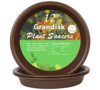 TITE Platillo para Plantas de 12 Pulgadas, bandejas de plástico Grueso y Duradero para Interiores y Exteriores, bandejas de Goteo para platillos de Plantas, Color marrón (12 Pulgadas, Paquete de 3)