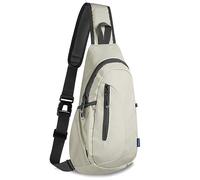 TITECOUGO Canvas Small Sling Bag Lightweight Crossbody Bag for Women Rucksack for Men Running Backpack Travel Chest Pack Daypack Shoulder for Gym Work Hiking Outdoor Sports Light Grey