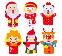 Títere de Mano, 6 Piezas de Dibujos Marionetas de Mano de la, Manos de la Felicidad Emocional, Tela no Tejida títeres navideños para Adultos y niños, Bricolaje Pretender Regalos para la Fiesta p