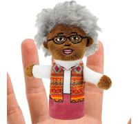 Títeres de dedos de historia, títeres con dedos de peluche - Marioneta de cuento de personas negras de dibujos animados, peluche de dedo africano abuelos mamá papá