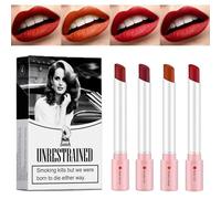 TITIMORE 4 Colores Cigarrillos Pintalabios Mate Lana Del Rey Lipstick Larga Duración Lipgloss Tube Lipgloss Set Smoke Design Crema Hidratante Taza Antiadherente No se desvanece Pintalabios Maquillaje