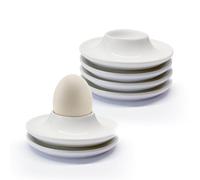 titioffice huevera Porcelana, huevera Ceramica Blanca 6 Piezas, huevera Camping huevera Desayuno, Set Redondo apilable Set Ceramica Desayuno para Huevos Duros y Blandos