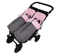 Tititnins® - Conjunto 2 ud. Saco Silla Invierno CC para Baby Monster Easy Twin 4 | Gemelar | Desmontable con cremallera | Convertible en Colchoneta | Polar Suave | SPIGA con Polar Rosa.