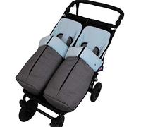 Tititnins® - Conjunto 2ud. Saco Silla Invierno CC para Baby Monster Easy Twin 4 | Gemelar | Desmontable con cremallera | Convertible en Colchoneta | Polar Suave | SPIGA con Polar Azul