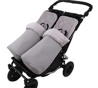 Tititnins® - Conjunto 2ud. Saco Silla Invierno para Baby Monster Easy Twin 4 | Gemelar | Desmontable con cremallera | Convertible en Colchoneta | Polar Suave | PATA DE GALLO con Polar Gris