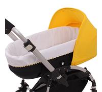 Tititnins® - Funda Capazo Goma para Bugaboo Bee 6 | Cubre Capazo Cuco Bebe | Vestidura Carro | Paredes Acolchadas | Algodón 100% | Pique Blanco/Amarillo