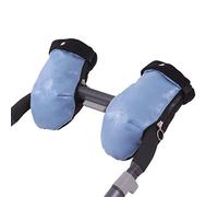 Tititnins® - Manoplas Carro Bebe Silla Paseo Impermeables CUERO CELESTE.Polar Negro (**Polar Interior 260gr)