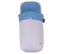 TititNins® - Saco Capazo Bebé Verano para Bugaboo Fox 5 | Arrullo Cuco Recien Nacido | Relleno Extraible | Cremalleras Laterales | 100% Algodón OEKO-TEX® | VOILE BLCO BORDADO + Celeste/Nervio