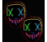 TiTiToo Paquete de 2 máscaras iluminadas: con efectos de iluminación dinámicos de cinco colores, especialmente diseñada para disfraces de Halloween y cosplay de fiesta para adultos.