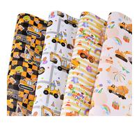 Titiweet Construction Birthding Paper 6 sbanas grandes Tractor y papel de envoltura de camiones para nios 39.4 x 27.6 pulgadas por hoja (cumpleaos