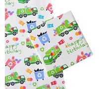 Titiweet Papel de regalo de camión de basura, 4 hojas grandes, papel de regalo de cumpleaños para niños y niñas, 39.4 x 27.6 pulgadas por hoja (camión de basura)