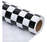 Titiweet Rollo de papel de regalo de bandera a cuadros, mini rollo de 17 pulgadas x 33 pies, papel de regalo de autos de carreras para niños y niñas, papel de regalo de automóviles para cumpleaños,