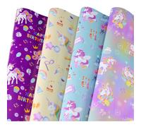 Titiweet Unicorn Papel de envoltura 6 Papel de envoltura de cumpleaos de sbanas grandes para nias 39.4 x 27.6 pulgadas por hoja (cumpleaos de uni