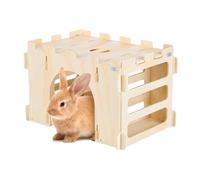 Title 2 Portable Pet Habitat, Interior Bunny House Detachable Cage System, Enclosure with Play Structure, Wooden Small Animal Habitat Set, Pet Castle with Modern Design, Living Space for Backya