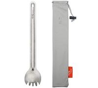TiTo Titanium Cuchara De Mango Largo de Titanio Spork con Bolsa Almacenamiento Ultraligero Spork Cuchara Portabale Cubiertos para Acampar Hikking Mochilero Utensilio(Titanio Brillante)