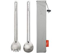 TiTo Titanium Cuchara De Mango Largo de Titanio Spork con Bolsa Almacenamiento Ultraligero Spork Cuchara Portabale Cubiertos para Acampar Hikking Mochilero Utensilio(Paquete de Caja)