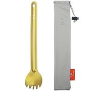 TiTo Titanium Cuchara De Mango Largo de Titanio Spork con Bolsa Almacenamiento Ultraligero Spork Cuchara Portabale Cubiertos para Acampar Hikking Utensilio(Brillante Golden Spork)