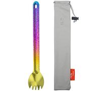 TiTo Titanium Cuchara De Mango Largo de Titanio Spork con Bolsa Almacenamiento Ultraligero Spork Cuchara Portabale Cubiertos para Acampar Hikking Utensilio(Brillante Colorido Spork)