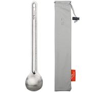 TiTo Titanium Cuchara De Mango Largo de Titanio Spork con Bolsa de Almacenamiento Ultraligero Spork Cuchara Portabale Cubiertos para Acampar Hikking Utensilio(Spork de Titanio Brillante)