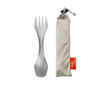TiTo Titanium Cuchara de Titanio Portátil 3 en 1 Combo de Cubiertos Multifuncional Al Aire Libre (Cuchara Tenedor y Cuchillo) con Bolsa Almacenamiento para Acampada y Senderismo al Aire Libre(3 in1)