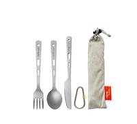 TiTo Titanium Juego de cubiertos de cuchara, palillos, portátil, ligero, cubiertos para exteriores, extra fuerte, picnic, senderismo (juego de cubiertos de 3 piezas)