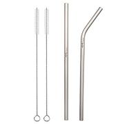 TiTo Titanium Pajitas Reutilizables para Beber Pajita de Titanio Fuerte y Ultraligera 2 Cepillos de Limpieza para Bebidas Frías Juice Coffee Cóctel para Adultos y Niño 2 Piezas(1 Straight & 1 Bent)