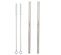 TiTo Titanium Pajitas Reutilizables para Beber Pajita de Titanio Fuerte y Ultraligera 2 Cepillos de Limpieza para Bebidas Frías Juice Coffee Cóctel para Adultos y Niño 2 Piezas(2 Straight)