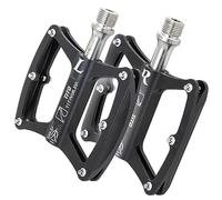 TiTo Titanium Pedales para Bicicletas Ultraligero Antideslizante Bike Flat Pedals con Pedales de Aleación de Aluminio y Ejes de Titanio para Montaña de Carreras Bicicletas(Negro)