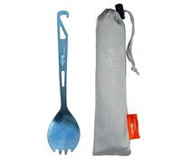 TiTo Titanium Spork Titanio Abrebotellas Spork Ultraligero Portátil Reutilizable Cubertería con Bolsa de Tela para Acampar al Aire Libre Viajes Picnics Senderismo Cubiertos(Azul Brillante)