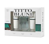 TITTO BLUNI - Uomo, Estuche Regalo Hombre de 75 ml, Colonia + After Shave + Gel de Baño, Eau de Toilette Masculina, Aroma Frutal Amaderado, Fragancia Fresca, Elegante y de Larga Duración