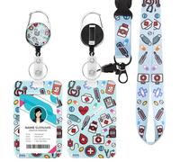 Titular de la insignia de la identificación con el cordón Breakaway para, carrete retráctil de la insignia, clips desprendibles de la insignia del nombre, correa del cordón (Enfermera azul claro)