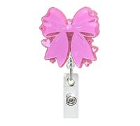 Titular de la insignia del lazo rosa enfermera lindo retráctil giratorio desplazamiento médico tarjeta identificación carrete Clip hebilla llavero Para Enfermeros Vigilantes(Color1)