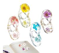 Titular de la página del libro, Pulgadas del soporte del libro,Portagina con de pulgar hecho a mano | Abrelatas de resina de pulgar con flores secas, para leer libros para profesores