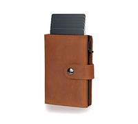 Titular de la tarjeta de visita Titular de la tarjeta Rfid Hombres Tarjeta Pop Up Carteras Cuero Genuino Cartera Delgada Monedero Monedero Masculino Embrague Corto Magic Smart Wallet Pequeño Walet