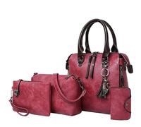 Titular de la tarjeta Llavero de las mujeres de mano de la cartera bolso de mano bolso bolso bandolera asa superior bolsa conjunto 4 piezas Jean Baggy De Maternidad, Rd2, Talla única