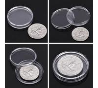 Titulares de cápsulas de monedas de 25 mm de diámetro, 100 unidades con caja de almacenamiento de plástico para monedas de cobre, plata y oro