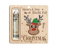 Titulares De Dinero De Navidad - Decoraciones De Madera Rebautizables Con Patrón De Ciervo | Adornos Divertidos De Presos De Dinero | Uso Para El Árbol De Navidad, Idea De Regalo De Vacaciones |