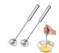 Título: 2 batidores semiautomáticos, batidor de acero inoxidable, utensilios de cocina para hornear, batidor de tipo empuje, adecuado para mezclar batir espumar y agitar
