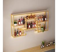 Título del producto optimizado: Estante de vino de metal moderno montado en la pared con luz LED, soporte flotante para copas de vino de estilo industrial y exhibición de copas, exhibición m