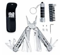 Título: XEEMKAR||Alicates Multiusos Pro 16 en 1 - Multiherramienta de Acero Inoxidable con Linterna Llavero Incluido - Herramienta Multiusos para Camping, Bricolaje y Supervivencia (Plata)