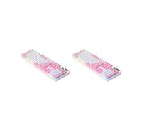 Tityvirnix Juego de 2 teclados mecánicos para juegos, USB, RGB, retroiluminados, para PC, juegos, oficina, blanco y rosa, 435 x 130 x 25 mm