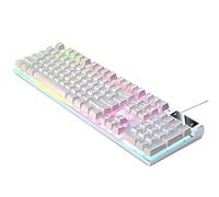 Tityvirnix Teclado mecánico para juegos USB RGB retroiluminado para PC, juegos, oficina, blanco, 435 x 130 x 25 mm
