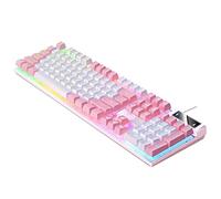 Tityvirnix Teclado mecánico para juegos USB RGB retroiluminado para PC, juegos, oficina, blanco y rosa, 435 x 130 x 25 mm