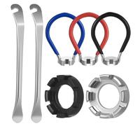 Tiugbjkgk 7 Pz Kit de Llave Radios Bicicleta: 3 Llaves para Radios, 2 Llaves para Radio de Rueda (Calibre 10-15) y 2 Desmontadores de Neumáticos, Llave reparación de Bicicletas montaña
