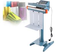 Tiuheyo Selladora de Impulso con Pedal y Cortador, máquina de Sellado térmico Comercial, Ancho de Sellado de 8 mm, Tiempo de Sellado de 0,2 a 2 s, Sellado de una Sola Cara de 350 mm