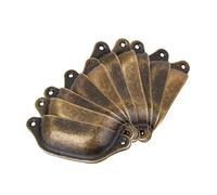 Tiuimk Juego de 10 tiradores de latón envejecido vintage con conchas marinas - 98 x 34 mm - Tirador de armario para cajón o armario